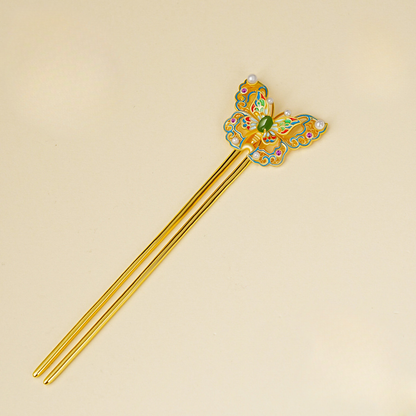 Cloud Sleeves Green Jade Butterfly Hairpin