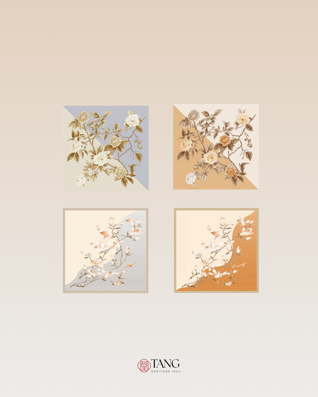 Whispering Petals Double-Sided Printed Mulberry Silk Twill Square Scarf