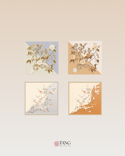 Whispering Petals Double-Sided Printed Mulberry Silk Twill Square Scarf