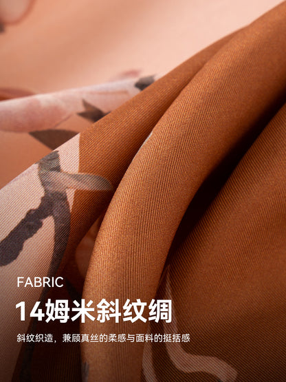Whispering Petals Double-Sided Printed Mulberry Silk Twill Square Scarf