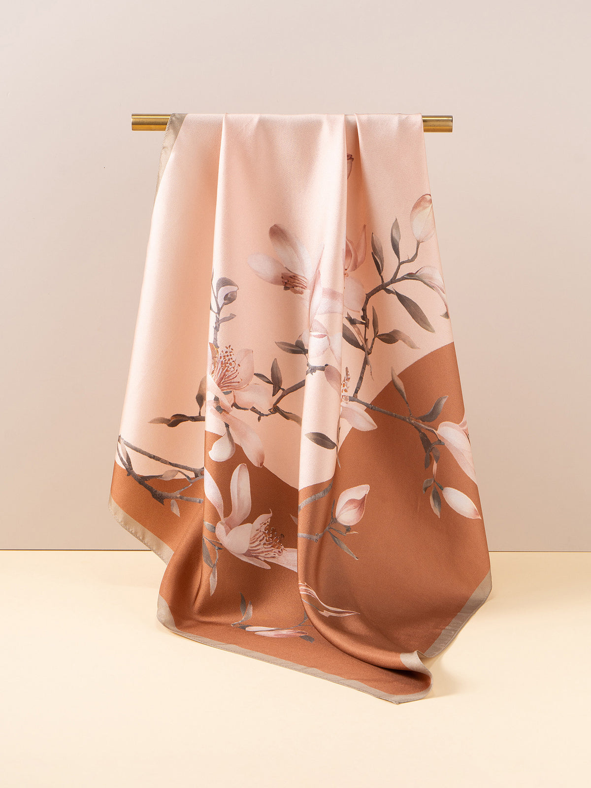Whispering Petals Double-Sided Printed Mulberry Silk Twill Square Scarf