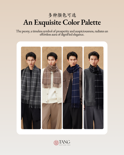 Winter Sun Men's Windowpane Cashmere Scarf