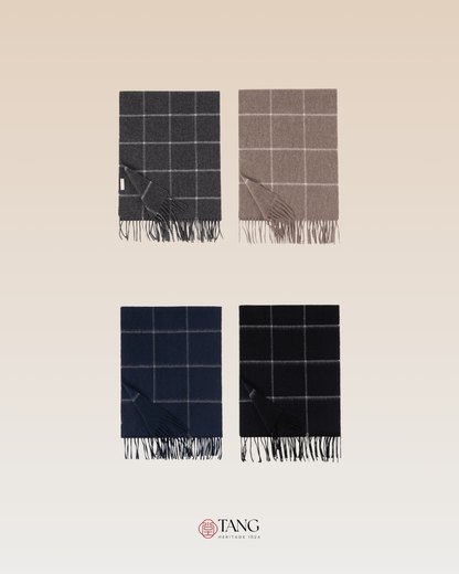 Winter Sun Men's Windowpane Cashmere Scarf