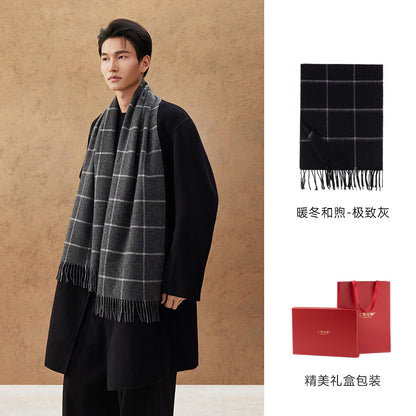 Winter Sun Men's Windowpane Cashmere Scarf