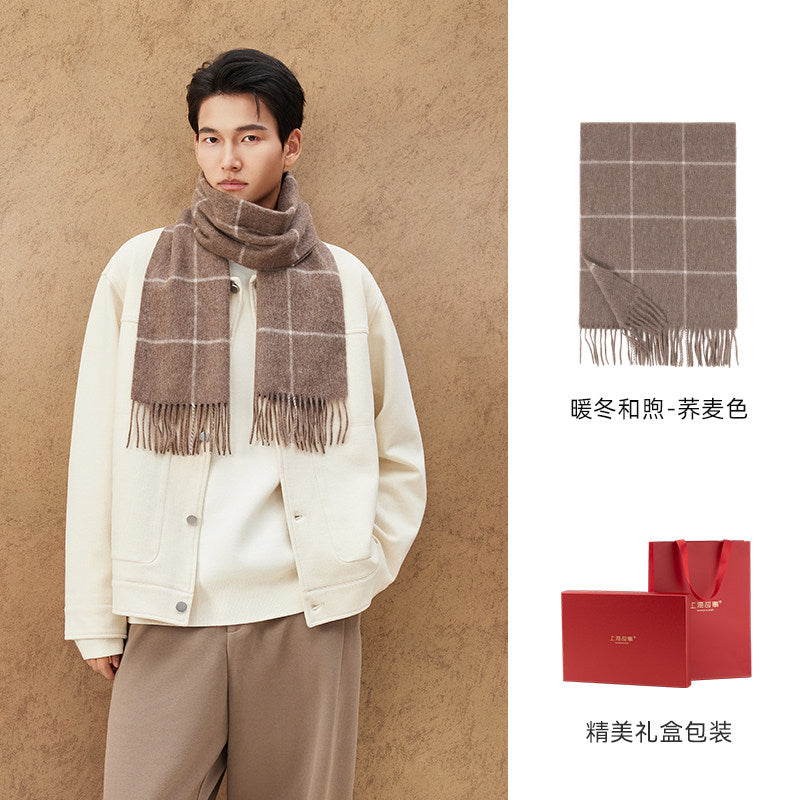 Winter Sun Men's Windowpane Cashmere Scarf