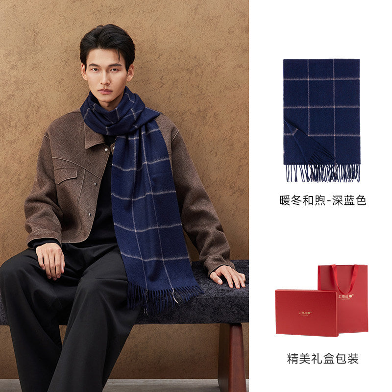 Winter Sun Men's Windowpane Cashmere Scarf