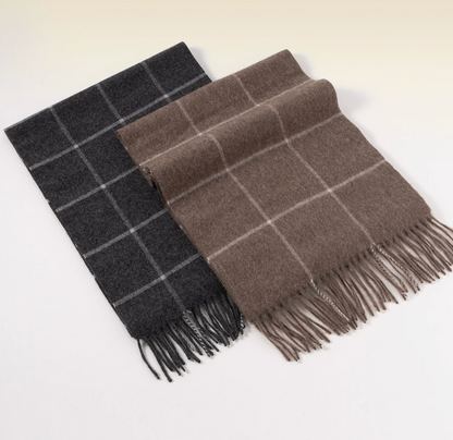 Winter Sun Men's Windowpane Cashmere Scarf