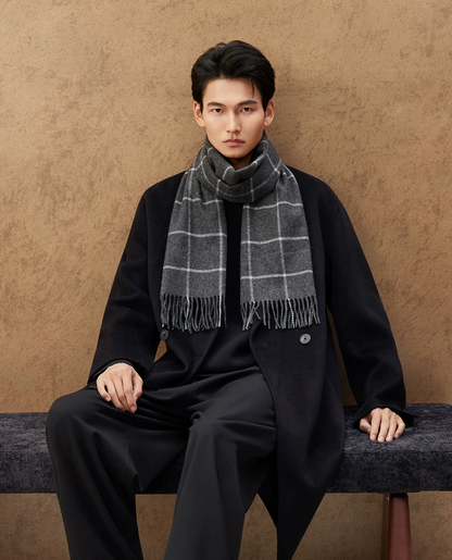 Winter Sun Men's Windowpane Cashmere Scarf