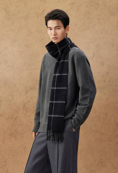 Winter Sun Men's Windowpane Cashmere Scarf