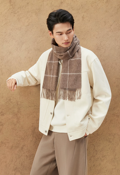 Winter Sun Men's Windowpane Cashmere Scarf