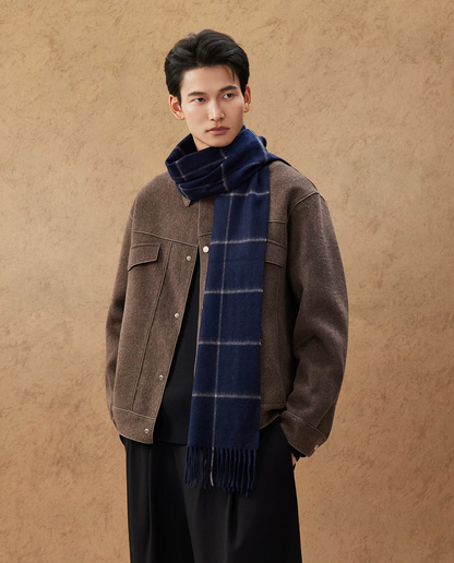 Winter Sun Men's Windowpane Cashmere Scarf