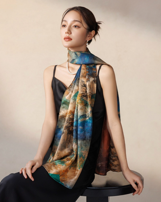 Dreamscape Cloud Silk Mulberry Scarf
