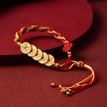 Emperor's Fortune Coins Red String Bracelet