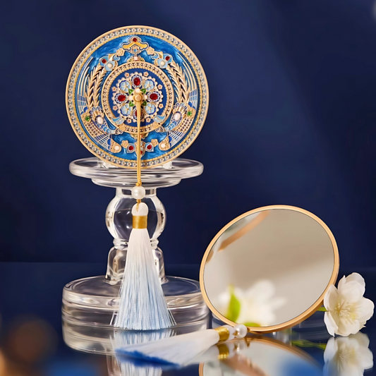 Royal Blue Cloisonné Hand Mirror Gift Set
