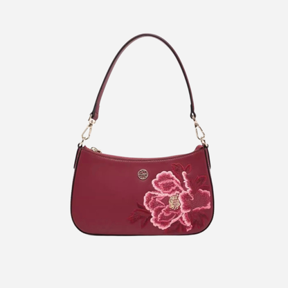 Tang Red 24 Embroidered Peony Shoulder Bag